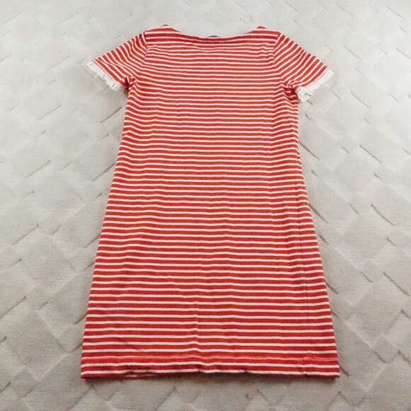 J.Crew Striped Poplin Trimmed Dress Womens Small Red White Preppy - Picture 11 of 12